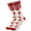 Women's Red Color Varsity Striped Cherry Socks - 2 of 3