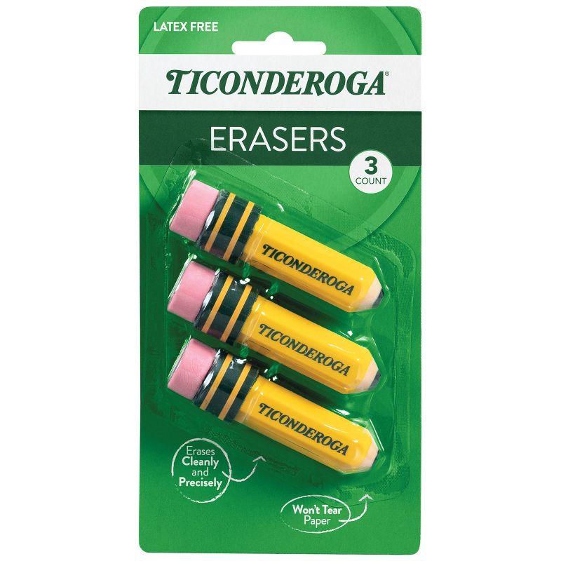 3ct Ticonderoga Erasers Multiple Colors, 1 of 6