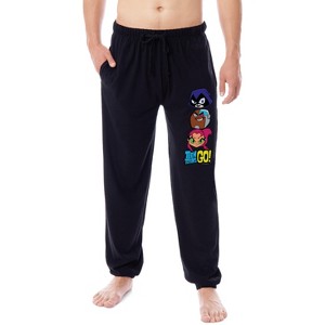 DC Comics Teen Titans Go! Mens' Character Sleep Jogger Pajama Pants Black - 1 of 3