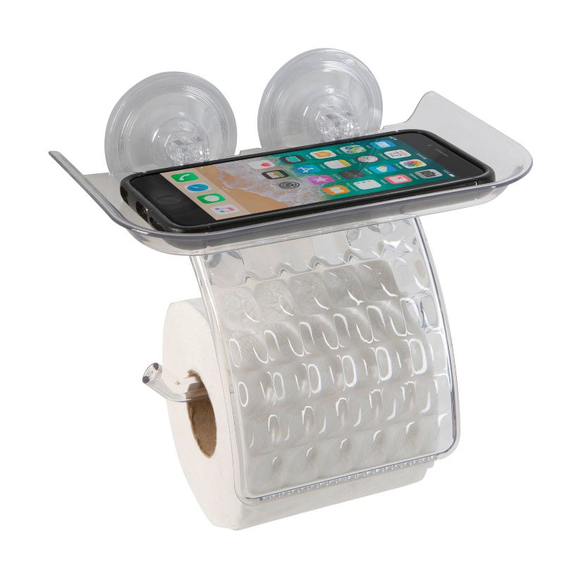 Power Lock Suction Toilet Paper and Phone Holder Clear - Bath Bliss, 3 of 6