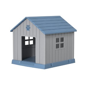 SEVOBAL Pet Crates and Houses Pointed Dog House Waterproof UV Resistant Grass Nails Top Vents Support Columns Outdoor, Blue, 37.8"*40.87"*38.82" - 1 of 4