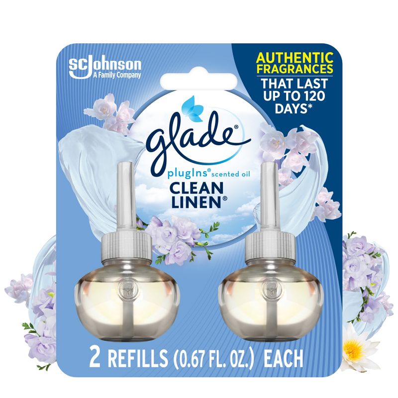 Glade PlugIns Scented Oil Air Freshener - Clean Linen - 1.34oz/2pk, 1 of 15