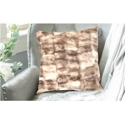 Marble Brown Faux Fur 18" Square Throw Pillows, Set of 2