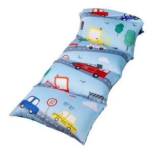 Butterfly Craze Butterfly Craze Floor Pillow Case, Mattress Bed Lounger Cover, Cars Blue, King Size - for Kids & Adults - 1 of 4
