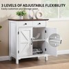 Rustic White and Honey Brown Farmhouse Buffet Cabinet - Features Drawer, Adjustable Shelf, and Barn Door Accent for Stylish Sideboard Storage - 4 of 4