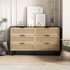 KWPZQEB Rattan Dresser, Storage Cabinet with 6 Drawers, Large Wooden Storage Box with Ample Storage, Clothes Storage Cabinet for Bedroom, Entryway - 2 of 4