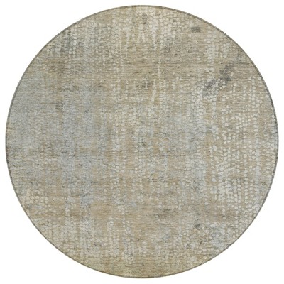 Beige And Ivory Abstract Washable Indoor Outdoor Area Rug