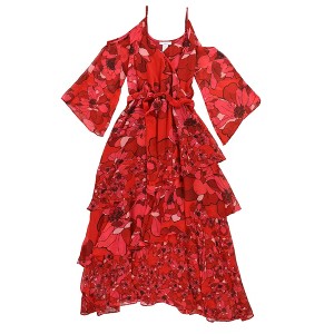 bar III Womens Cold Shoulder Floral A-line Dress - 1 of 2