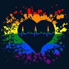 Adult Design By Humans Pride Heartbeat EKG Splatter By LegatoTendo T-Shirt - 2 of 2