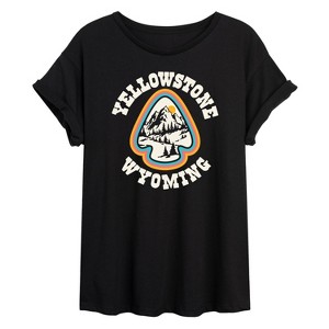Women's - Instant Message - Yellowstone Wyoming National Park Oversized Graphic T-Shirt - 1 of 4