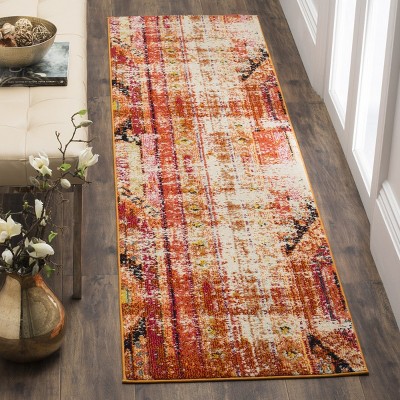 Orange and Multicolor Synthetic Patterned Runner Rug, 2'2" x 6'