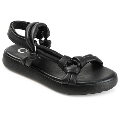 Journee Collection Womens Marri Tru Comfort Foam Multi Strap Flat Sandals Black 6