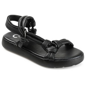 Journee Collection Womens Marri Tru Comfort Foam Multi Strap Flat Sandals Black 6 - 1 of 4