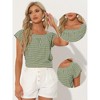 INSPIRE CHIC Women's Summer Square Neck Gingham Cap Sleeve Blouses - 2 of 4