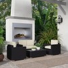 Resenkos 4-Piece Deck Furniture Set, Outdoor Sectional Furniture, PE Rattan, Brown - 3 of 4