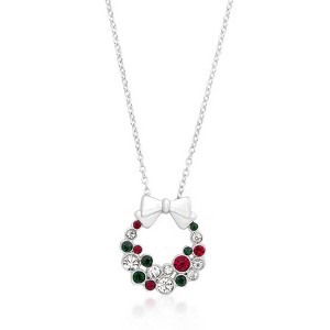 ShineHigh Holiday Wreath Crystal Pendant Necklace – Available in Champagne, Clear, and Multi-Colored Crystals with Rhodium or Goldtone Finish - 1 of 1