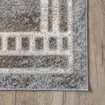Kyleigh Dark Grey Southwestern Washable Synthetic Area Rug