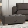 HomeRoots 50" Gray and Brown Chenille Tufted Storage Ottoman - 2 of 4