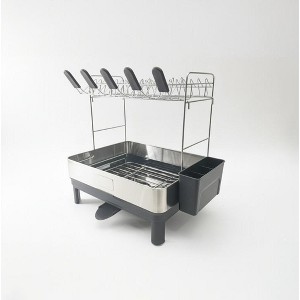 Fortune Candy 2-Tier Stainless Steel Dish Drying Rack for Kitchen Counter, Large Dish Rack with Utensil Holder and Rotating Drain Spout - 1 of 4