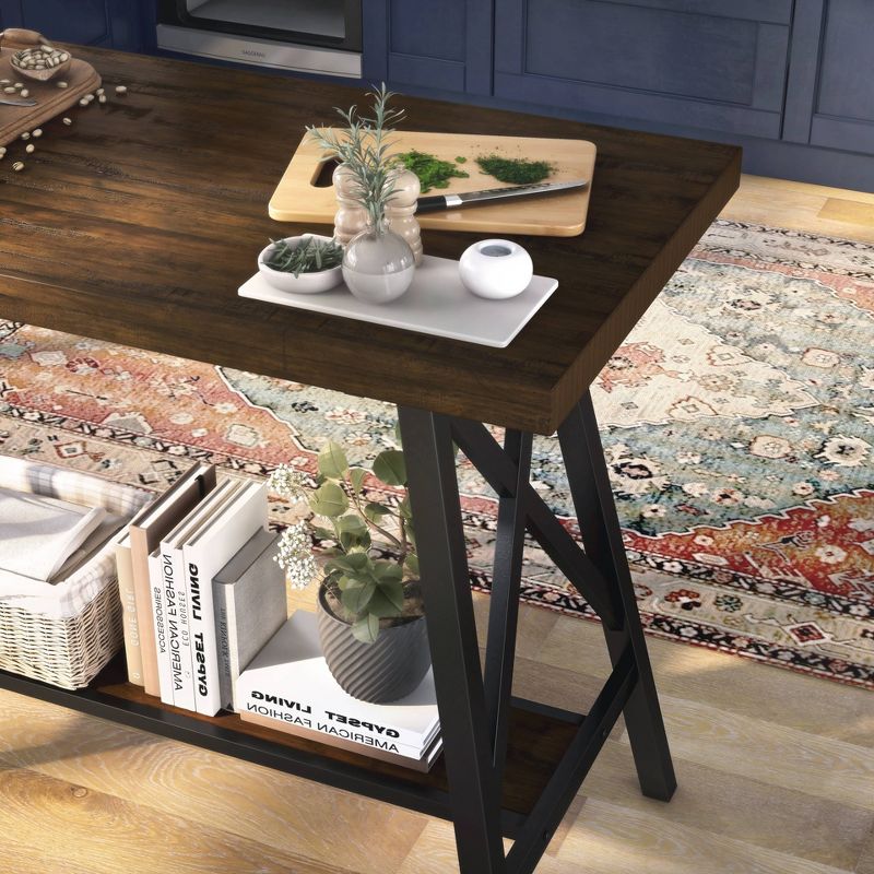 47&#34; Brenter Counter Height Table Weathered Medium Oak/Black - HOMES: Inside + Out, 5 of 6