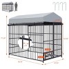 LAOTIES Outdoor Dog Kennel with Roof for Large Dogs,Metal Enclosure Cage with Lockable Bowl Door,Waterproof Cover - 3 of 4