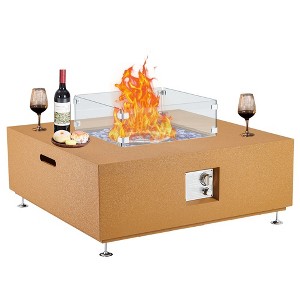 36 Inch Patio Propane Fire Pit Table with Wind Guard,50000BTU,Rain Cover - 1 of 4
