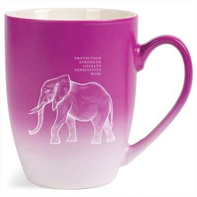 Elanze Designs 12 Ounce Ceramic Decorative Laser Engraved Giftable Novelty Tea Coffee Cup Mug Pink and White Elephant Protection Strength Loyalty