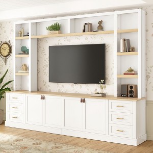 KWPZQEB 102.3"W Wall Unit TV Stand with Storage for TVs up to 75", Entertainment Center Wall Unit with Bookshelves & 6 Drawers for Living Room - 1 of 4