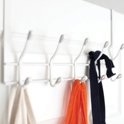White Metal 2-Tier Over-Door Hook Rack