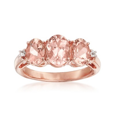 Ross-Simons 2.60 ct. t.w. Morganite Ring With White Topaz Accents in 18kt Rose Gold Over Sterling
