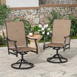 Outdoor Dining Chairs Set of 2, 360°Swivel Patio Dining Chair with Textilene Fabric, Outdoor Metal Armchair All Weather Resistant - 1 of 4