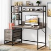 JUJABU 55-Inch Computer Desk with Hutch, 2 Drawers, Open Shelves, Modern Home Office Storage & Gaming/Writing Workstation - 4 of 4