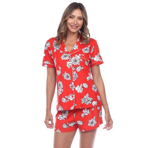 Women's Satin Cami And Shorts Pajama Set Red Large - White Mark : Target