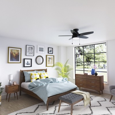 Hunter 44" Lilliana Matte Black Lighted Ceiling Fan with Integrated LED and Pull Chain Control