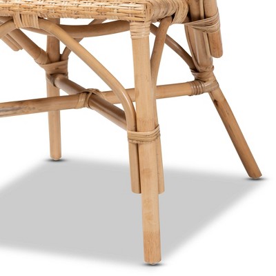 Varick Natural Brown Rattan Arm Chair with Foam Cushion