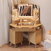Fluted Vanity Desk with Mirror and Adjustable Lights, Makeup Vanity Desk with 4 Drawers, Built-in Power Outlet & USB, Makeup Table for Bedroom - 2 of 4