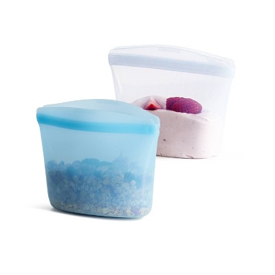 stasher Premium Silicone Reusable Food Storage Bowl - 1 Cup - Mystery Color(Clear/Blue): BPA-Free, Microwave-Safe, Heat-Resistant