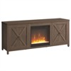 58 in. Alder Brown TV Stand with Crystal Fireplace Insert - Henn&Hart - 2 of 4