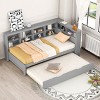 Twin Size Wooden Daybed with Trundle Bed and USB Charging Station for Small Bedroom or Guest Room Storage Solution-Cuddlewood - 3 of 4