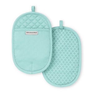 KitchenAid Asteroid Oval Pot Holder 2-Pack Set, Mineral Water Aqua, 6.5"x10" - 1 of 4