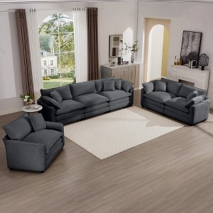 3-Piece Corduroy Deep Seat Sofa Set with Oversized Comfort and Flexible Sofa Combinations - 1 of 4
