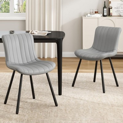 SEVOBAL Dining Chairs Set of 2 Faux Leather Kitchen Dining Room Chairs for Dining Room Modern Dining Table Chairs Lunch Coffe, Gray, 18.9"*19.3"*31.1"