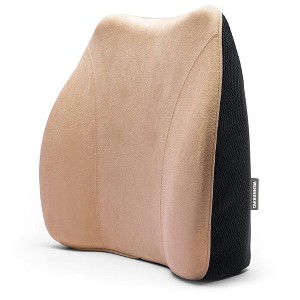 WENNEBIRD Model Q Lumbar Memory Foam Support Pillow to Improve Posture with Raised Side Butterfly Design, Dual Fabric, and Removable Cover, Beige - 1 of 4