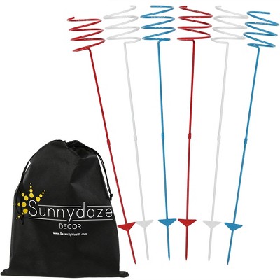 Sunnydaze Outdoor Drink/Beverage Holder Stakes for Lawn, 6pk, Red, White and Blue