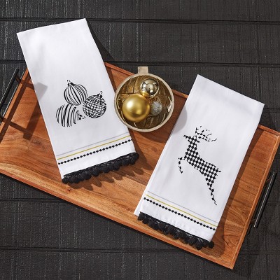 Split P Tidings & Tinsel Deer Decorative Dishtowel Set - Thumbnail 2