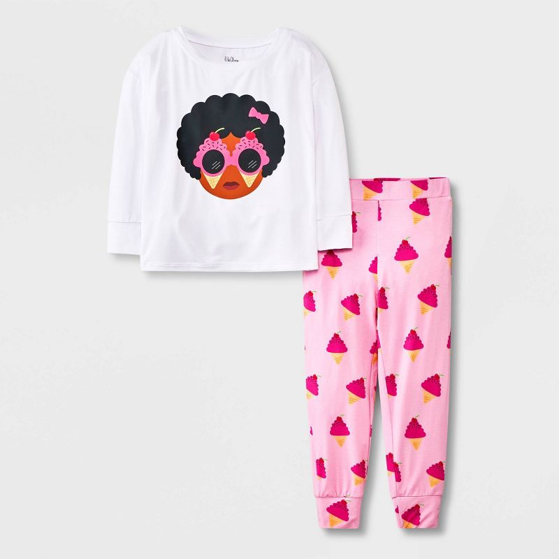 Toddler Girls&#39; Elle Olivia Ice Cream Pajama Set - Pink, 1 of 15