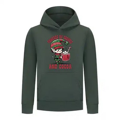 Everyday Kids Christmas Collection Powered by Cookies and Cocoa Pullover Hoodie – Holiday Sweatshirt - Green
