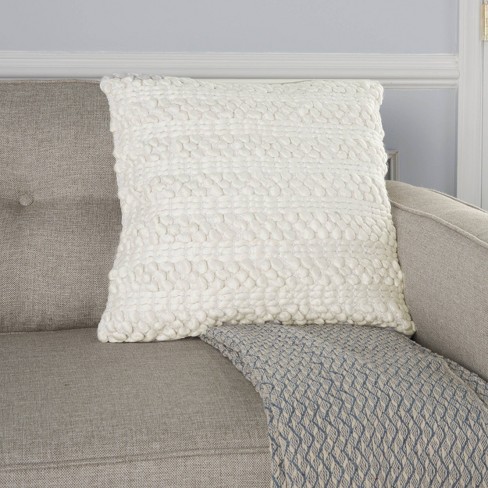 Mina Victory Life Styles Cotton Knitted 18x18 Indoor Throw Pillows Set Of  2 White : Target