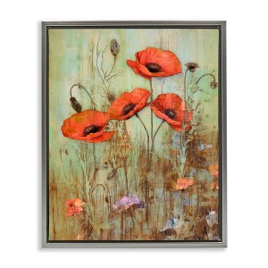 Stupell Industries Rustic Red Poppies Floating Frame Canvas Art - 1 of 4