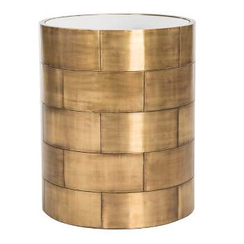 Florencia Round Side Table - Clear/Antique Brass - Safavieh.